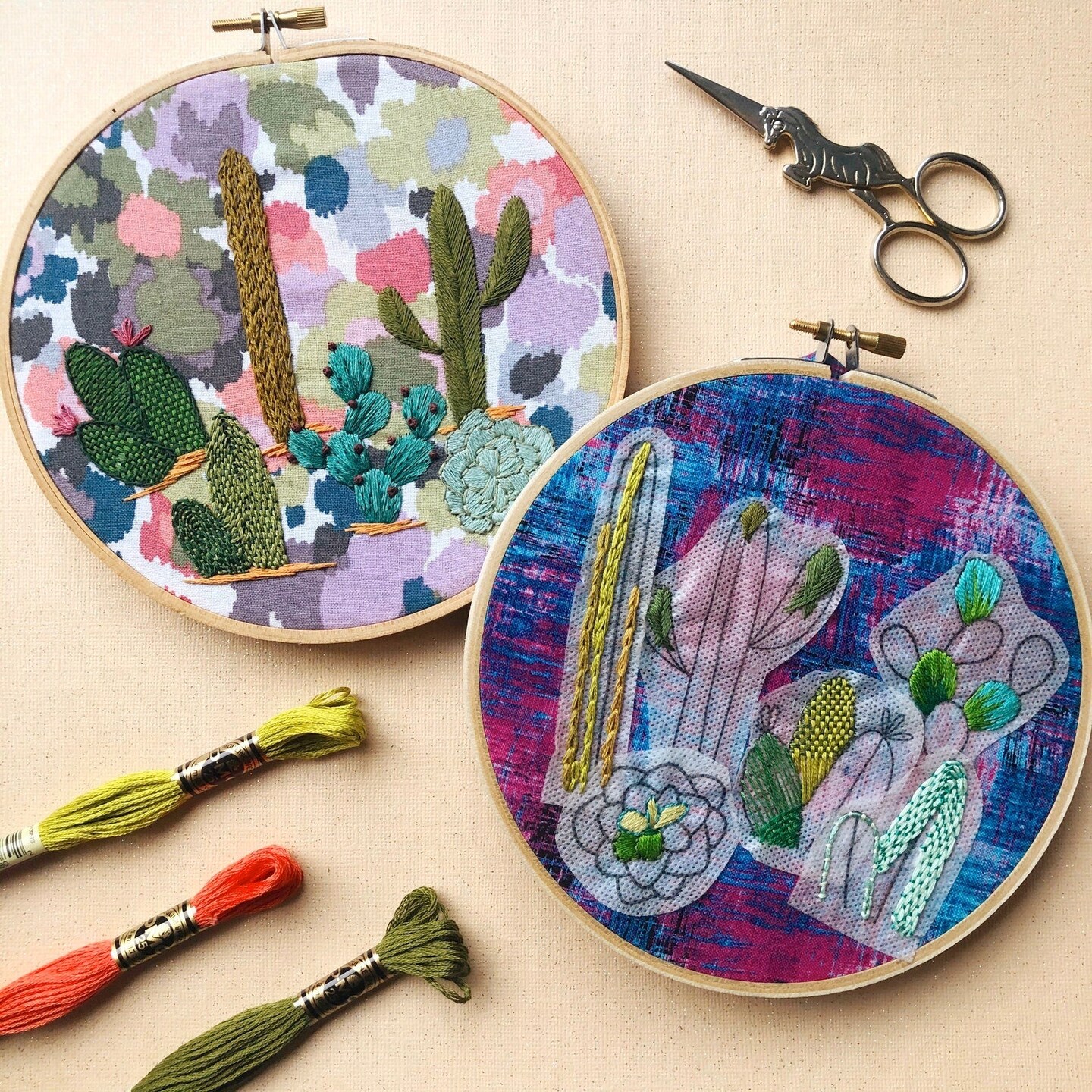 MCreativeJ Cacti - Peel Stick and Stitch Hand Embroidery Patterns