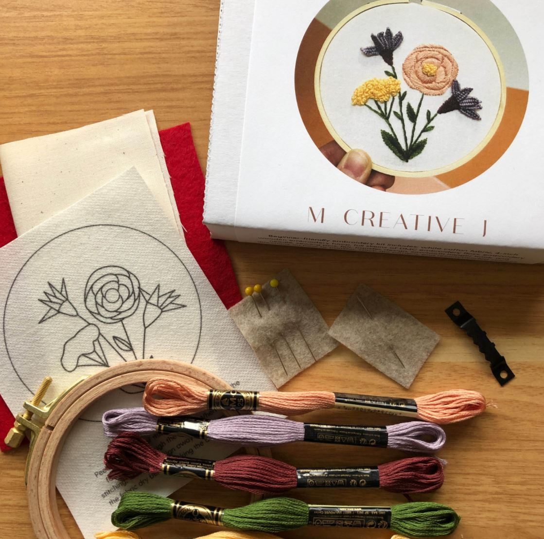 MCreativeJ 3D Blooming Wildflowers- Intermediate DIY Embroidery Craft Kit