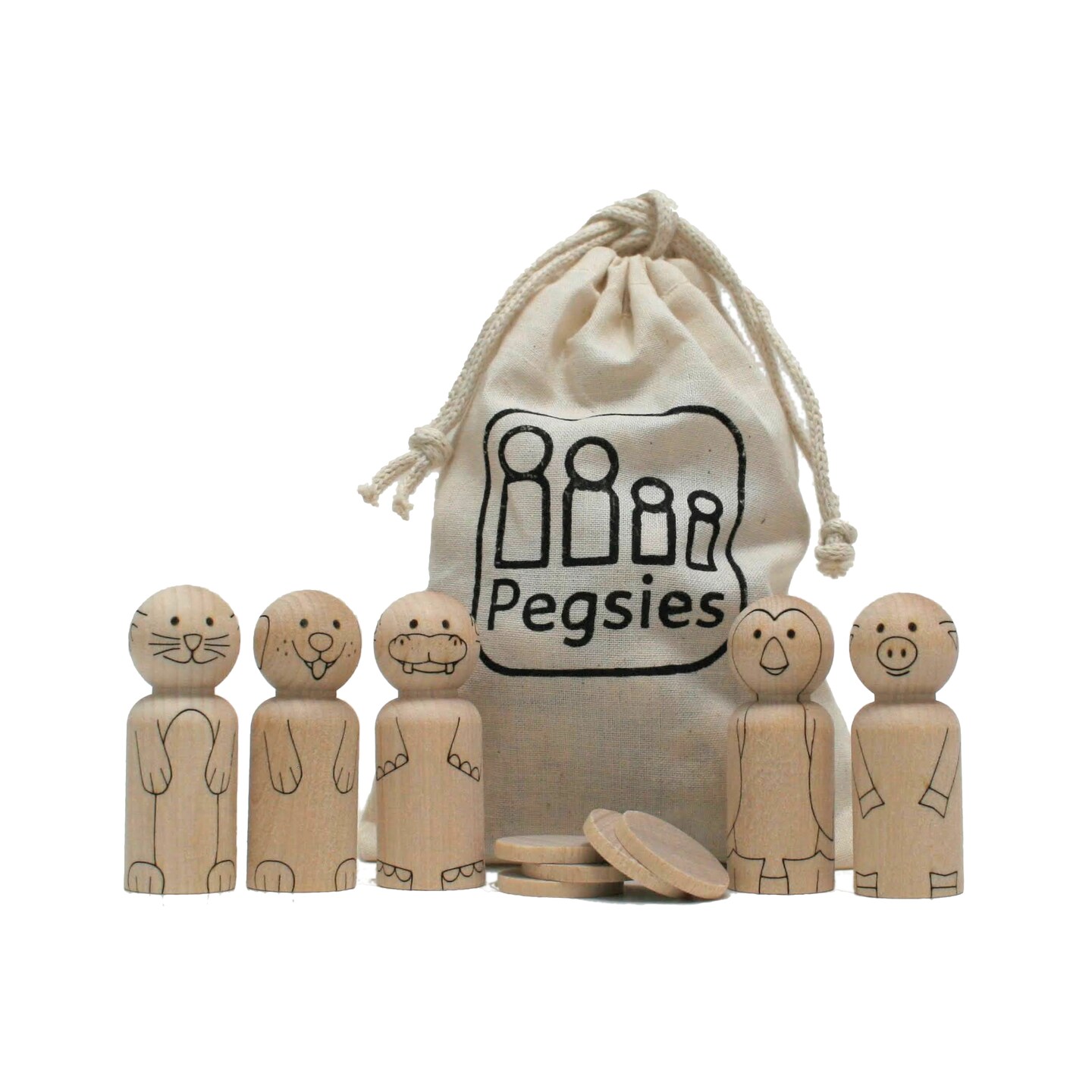 Animal Peg Doll Set by Pegsies&#x2122;