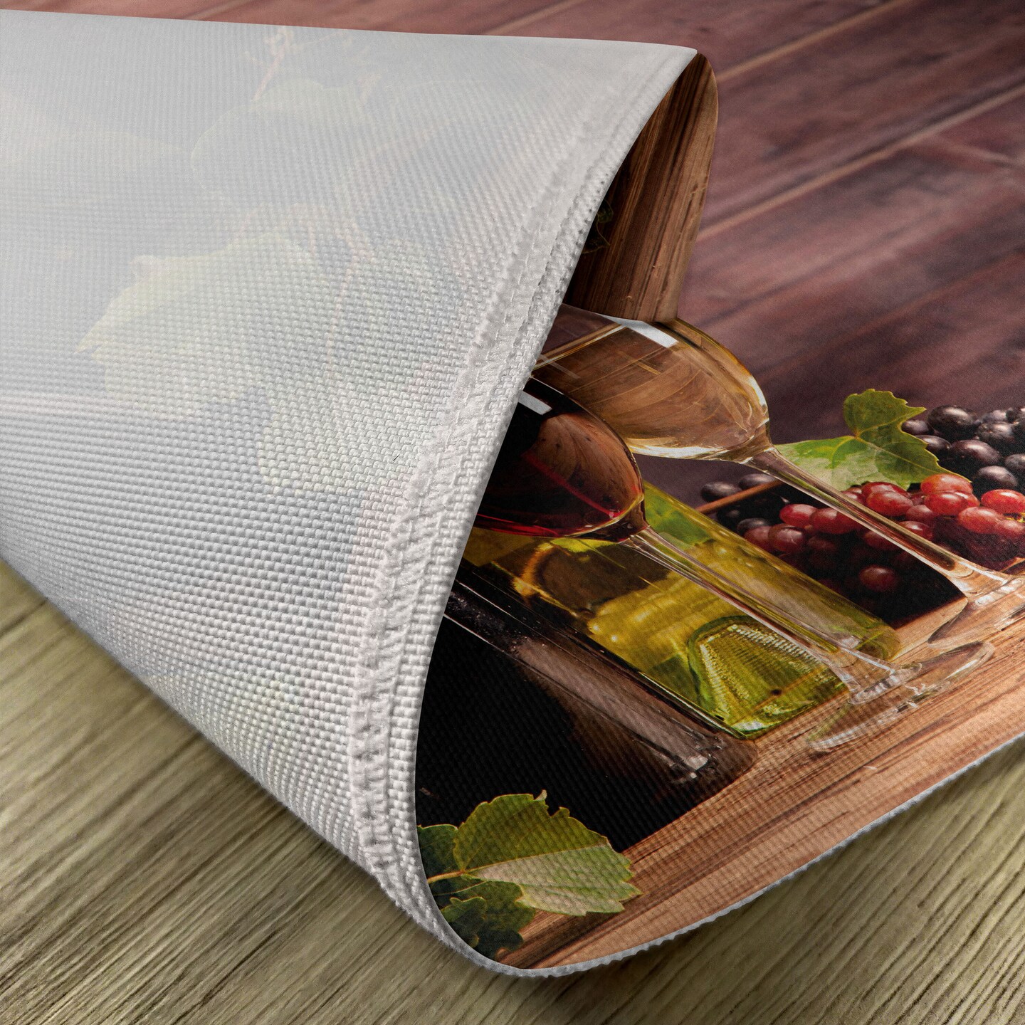 Ambesonne Wine Place Mats Set of 4, Still Life of Wine with Wooden Keg Rustic Concept Tasting Viticulture, Washable Fabric Placemats for Dining Table, Standard Size, Brown Green Pale Brown