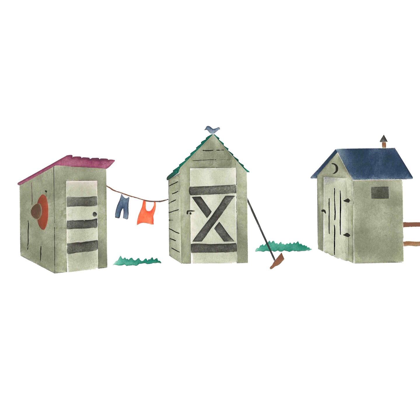 Outhouse Scene Wall Stencil | 2703 by Designer Stencils | Outdoor Stencils | Reusable Art Craft Stencils for Painting on Walls, Canvas, Wood | Reusable Plastic Paint Stencil for Home Makeover | Easy to Use & Clean Art Stencil