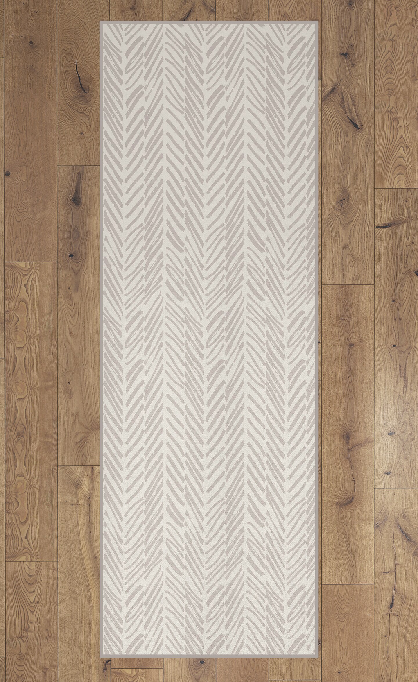 Deerlux Modern Living Room Area Rug with Nonslip Backing, Abstract Beige Chevron Strokes Pattern