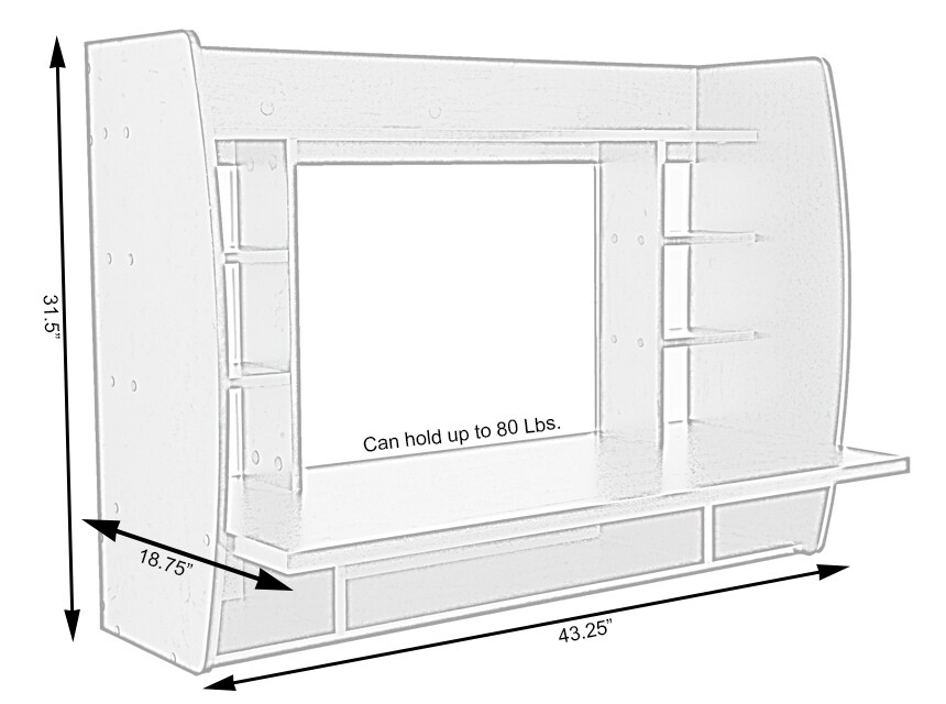 Versatile Wall Mount Floating Computer Desk - Stylish and Space-Saving Writing Study Table with Shelves - Ideal for Living Room, Bedroom, and Home Office