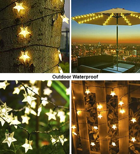 Perfect Holiday 100 LED Solar String Light - Star - Warm White