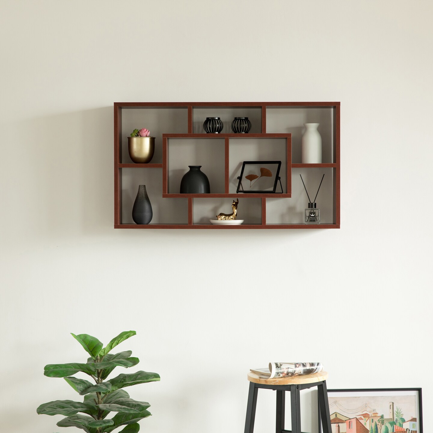 Modern 8 Tier Bookcase Wall Mount and Freestanding Storage Shelves For Decoration Display