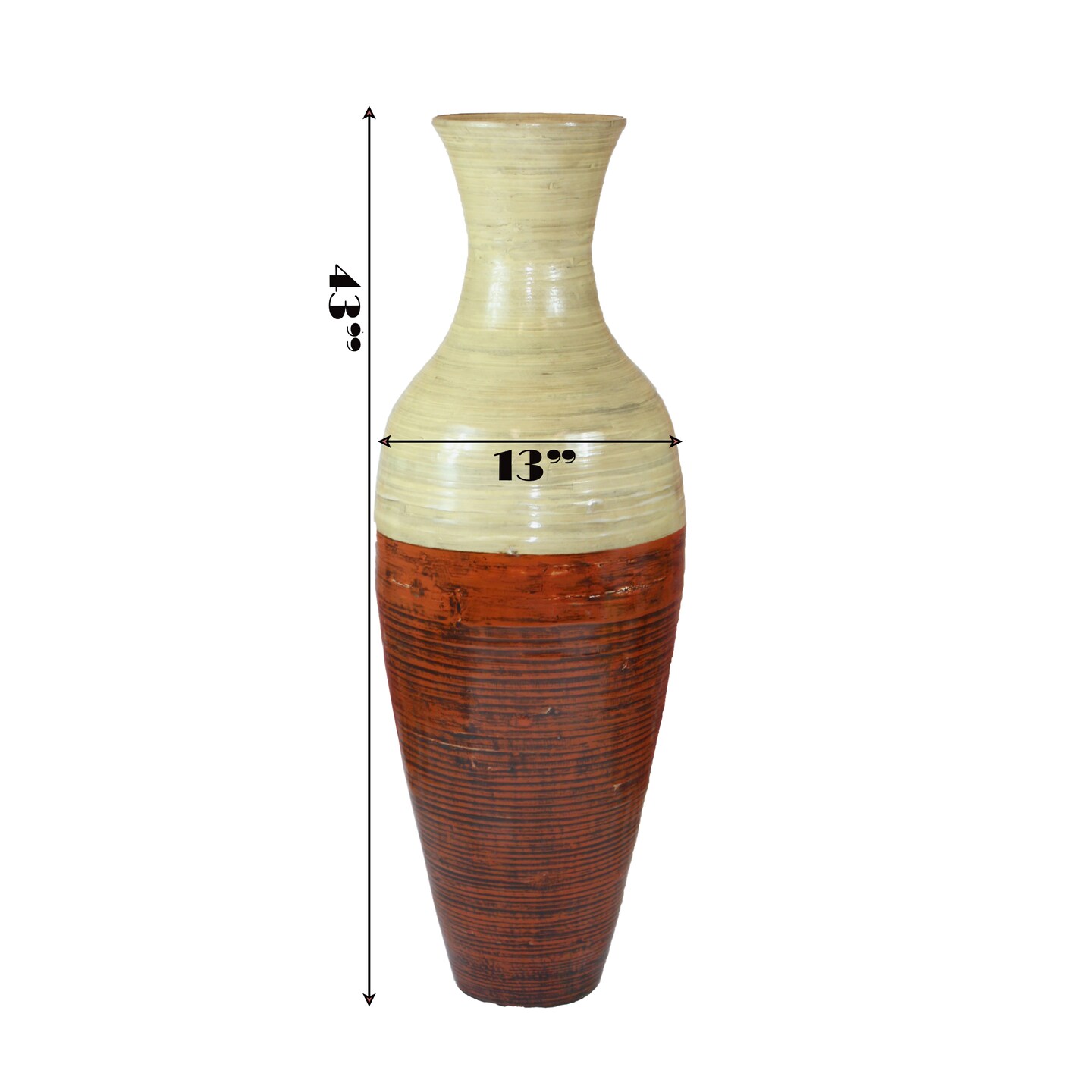 43-Inch-Tall Vase, Majestic Impressive Vase, Magnificent Rich Large Floor Vase, Tall Flower Holder, For your Living Room, Entryway, or Dining Room, Red and Natural Color Floor vase
