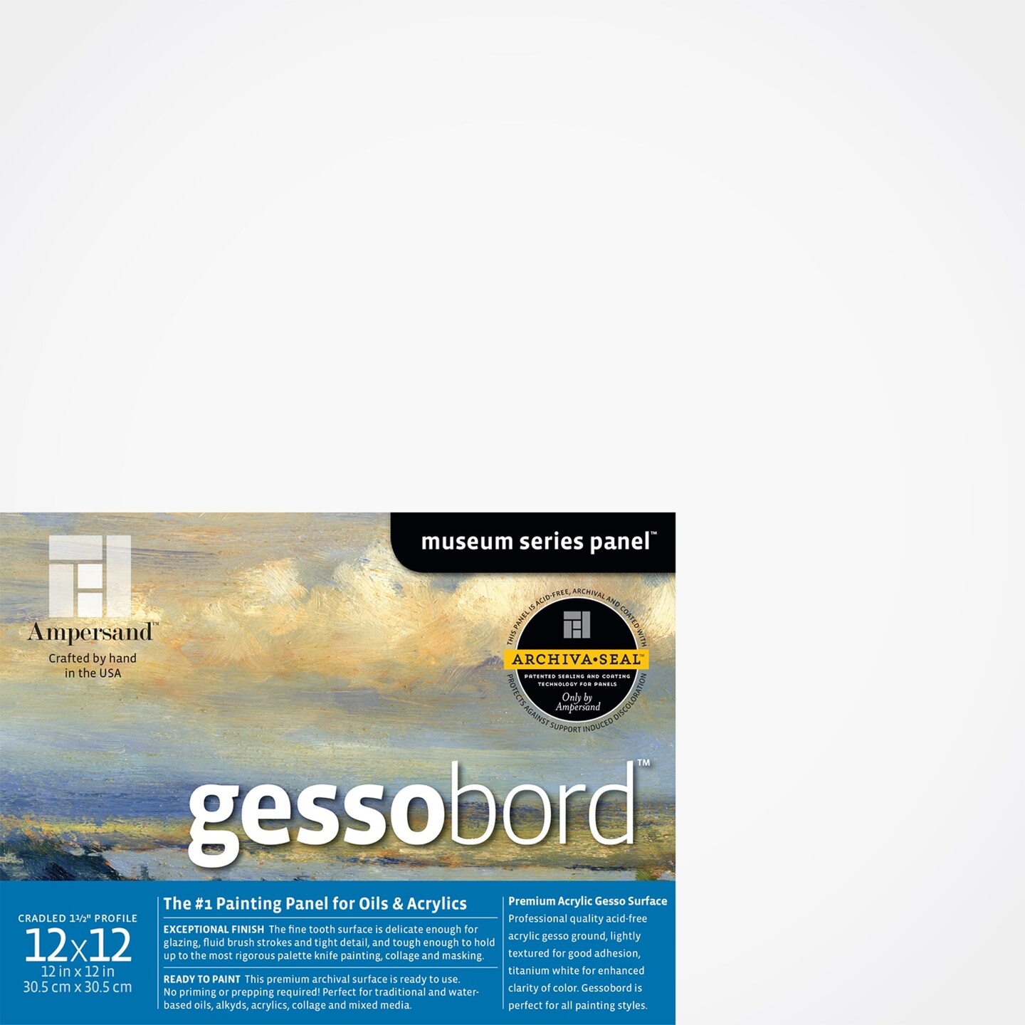 Ampersand Gessobord - 12 x 12, 2 Cradled