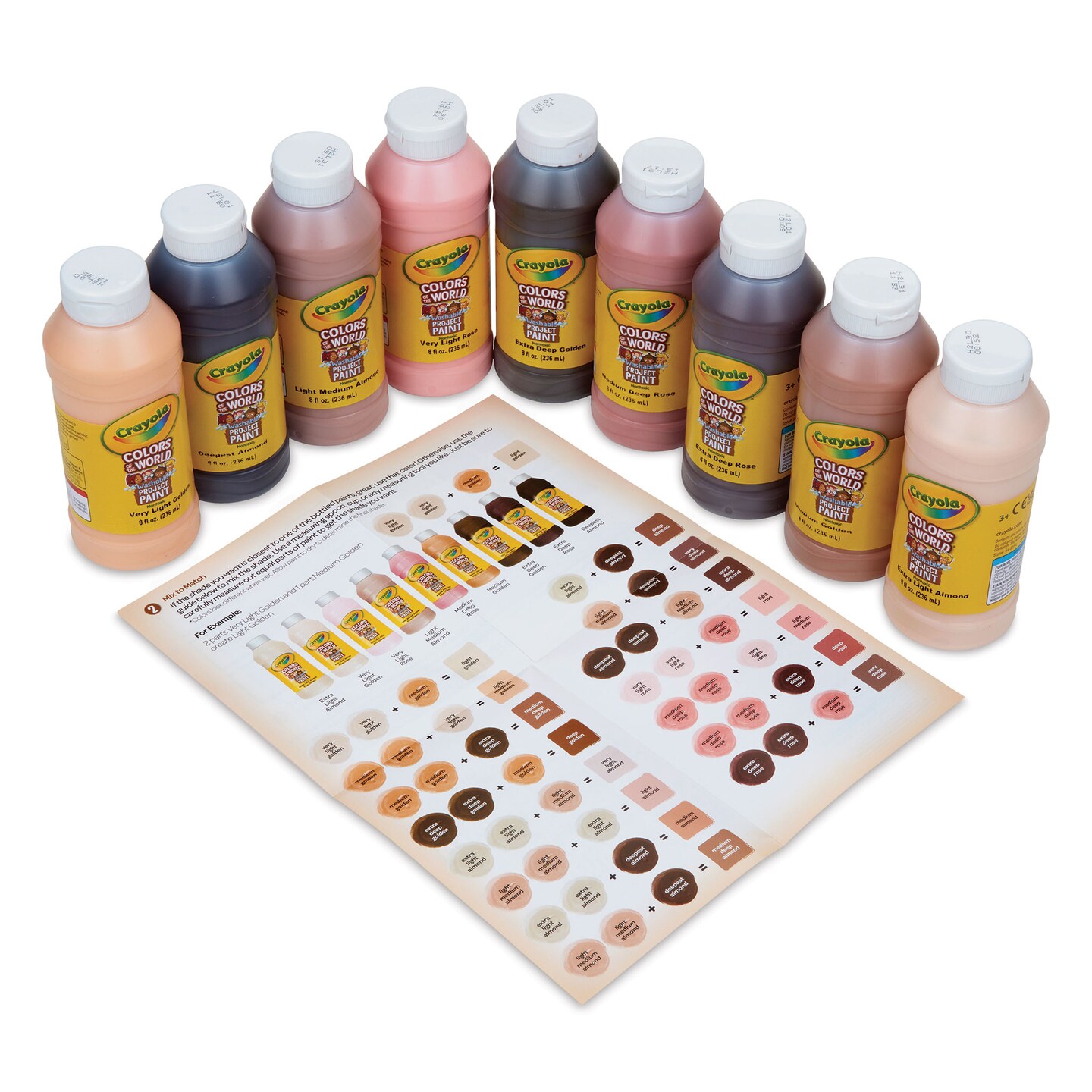 Crayola Colors of the World Washable Project Paint - Set of 9 colors, 8 oz Bottles