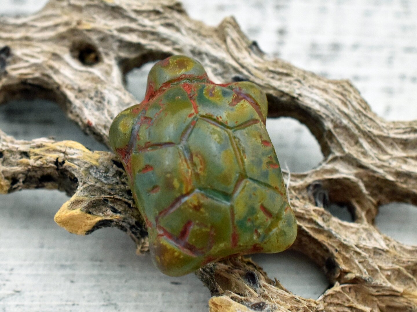 *4* 19x14mm Aqua Travertine Turtle Beads