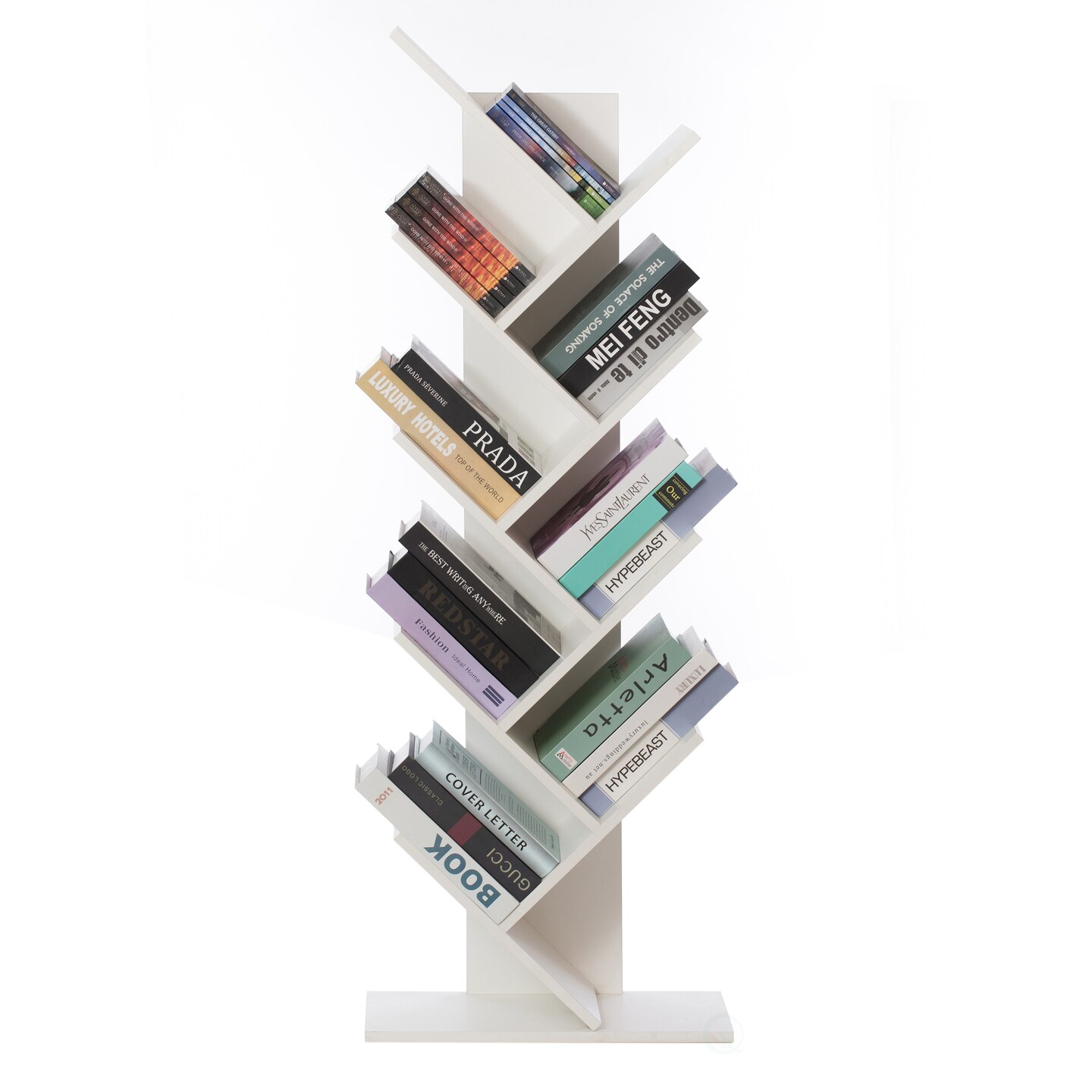 Wooden 9-Shelf Tree Magazine CD Storage Bookcase