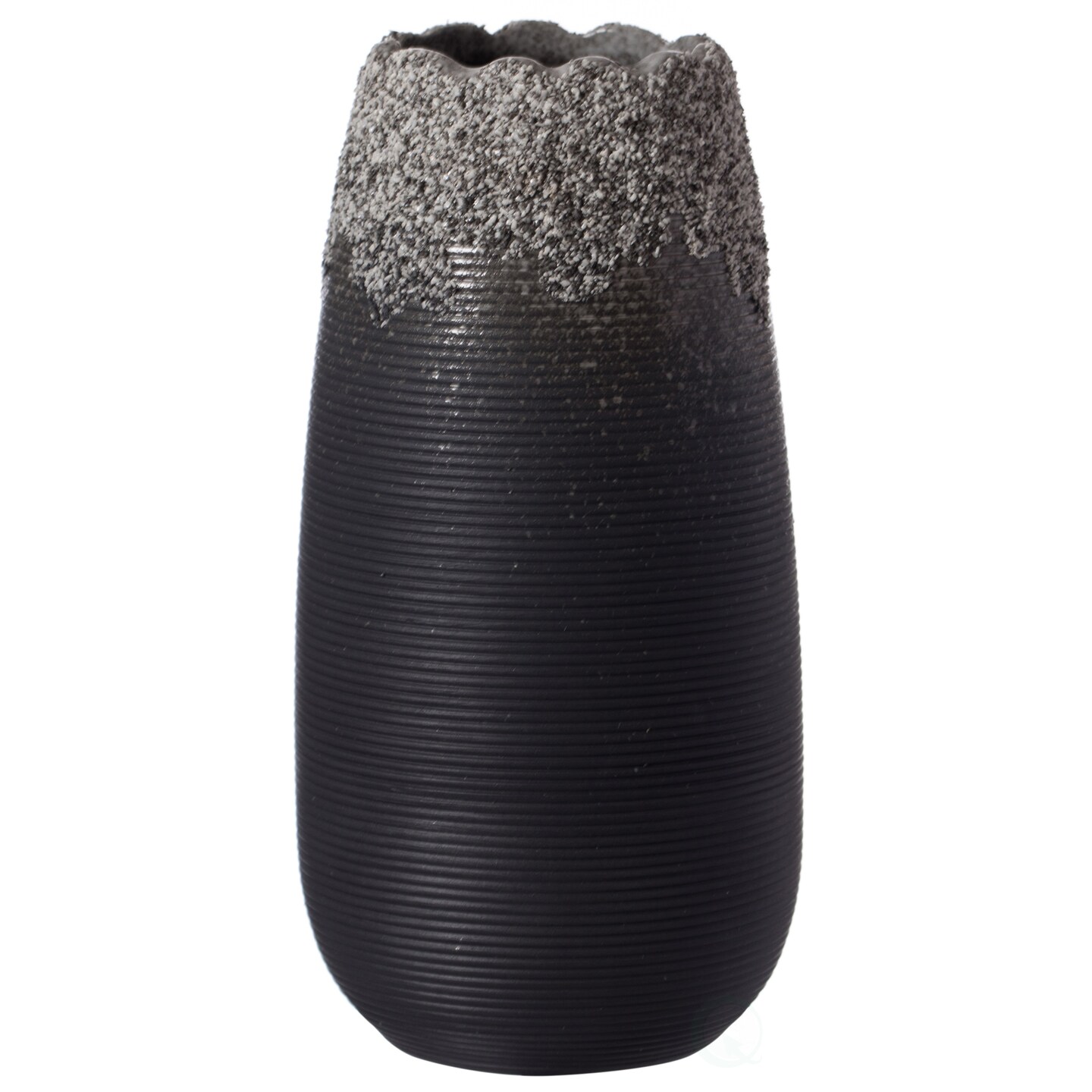 Modern Farmhouse Home D&#xE9;cor Accents; Boho Vases for Table Decor, Housewarming Gifts, Black Ceramic Table Vase with Dripping Crystal Look and Scalloped Opening Design