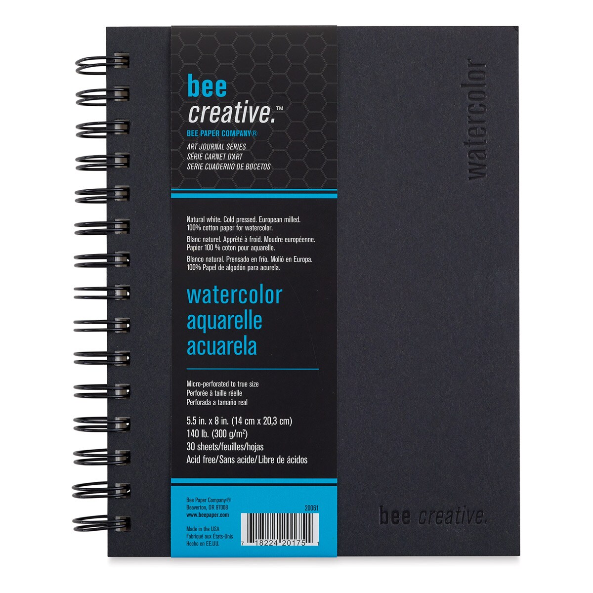 Bee Creative Watercolor Book - 8&#x22; x 5-1/2&#x22;, 30 Sheets, 140 lb, wire bound