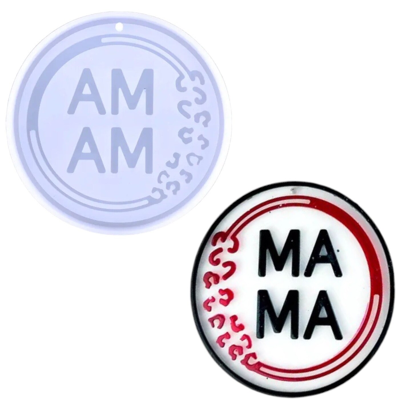 Mama Circle With Leopard Print Keychain or Ornament Mold for Epoxy or UV Resin