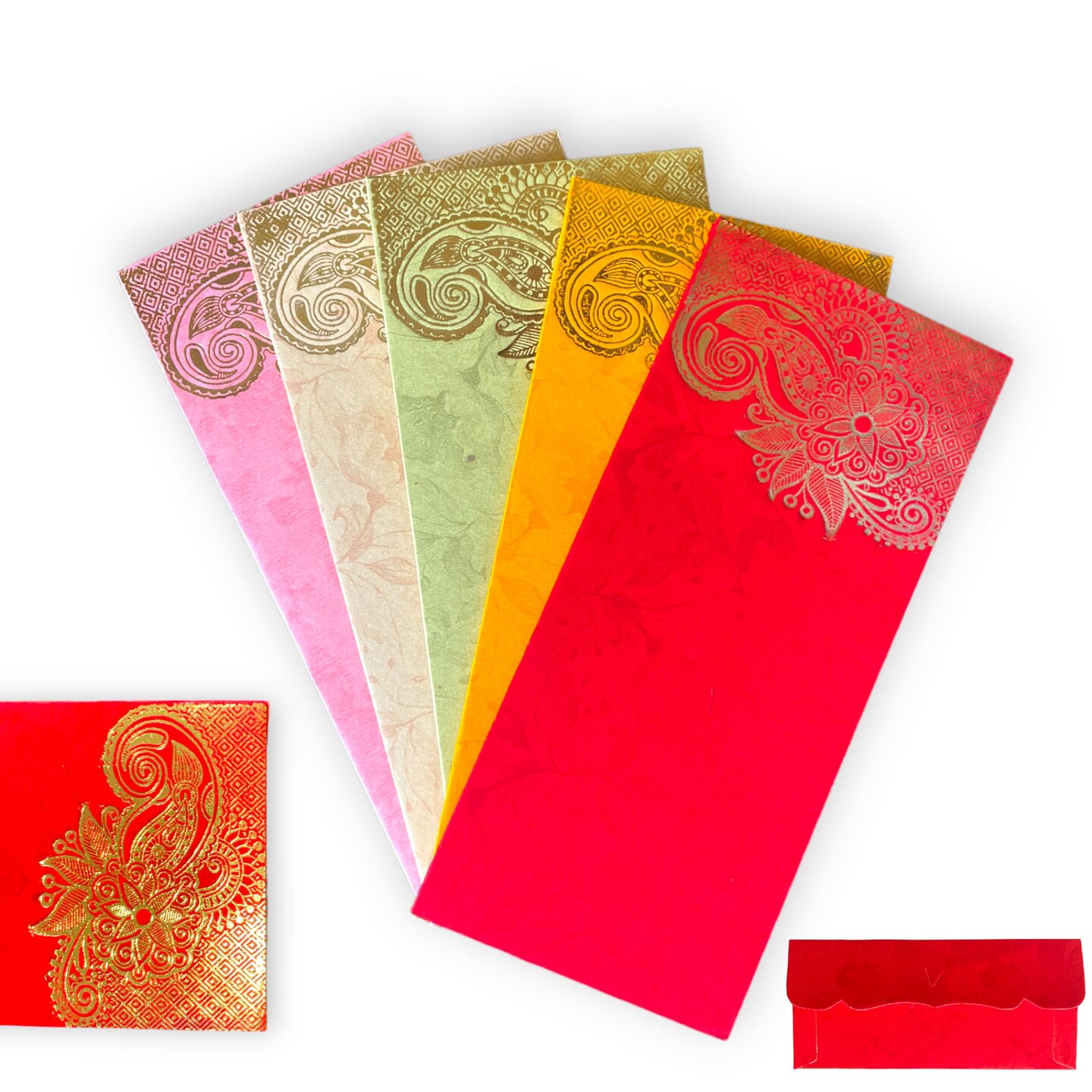 Pack of 10 Money Envelopes for Cash Assorted Color Decorative Money Holder Card Paisley Paper Shagun Lifafa Gift Cards Lucky Cash Currency Holder Tip Envelopes Wedding Diwali Gift