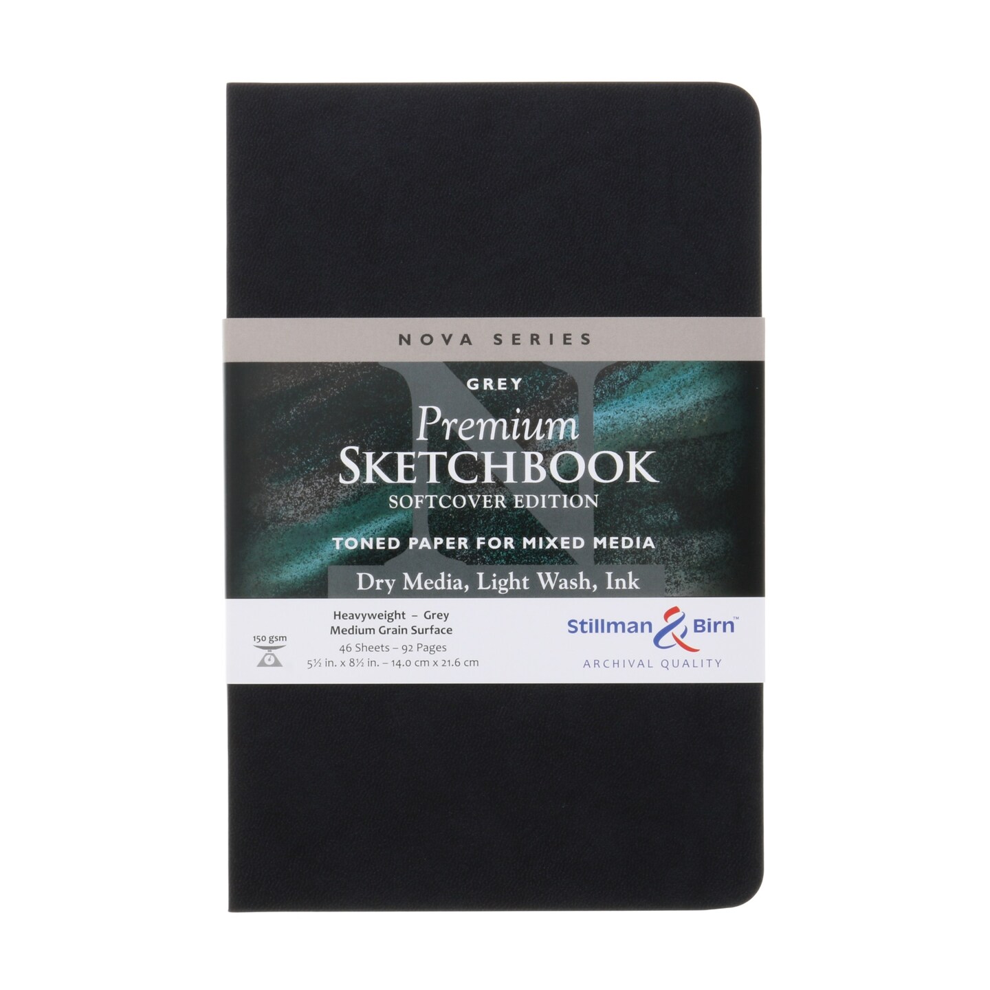 Stillman & Birn Nova Series Grey Softcover Sketchbook, 3.5 x 5.5, 150 GSM  (Heavyweight), Grey Paper, Medium Grain Surface