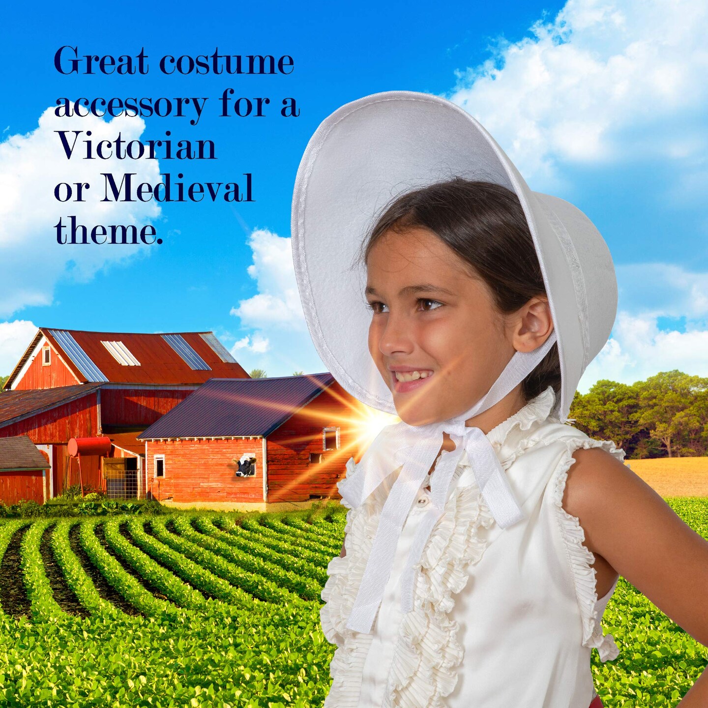 Eurzom 4 Pcs Colonial Costume Accessories Prairie Woman Apron White  Victorian Bonnets Picnic Basket for Girl Colonial Day School Halloween  costume