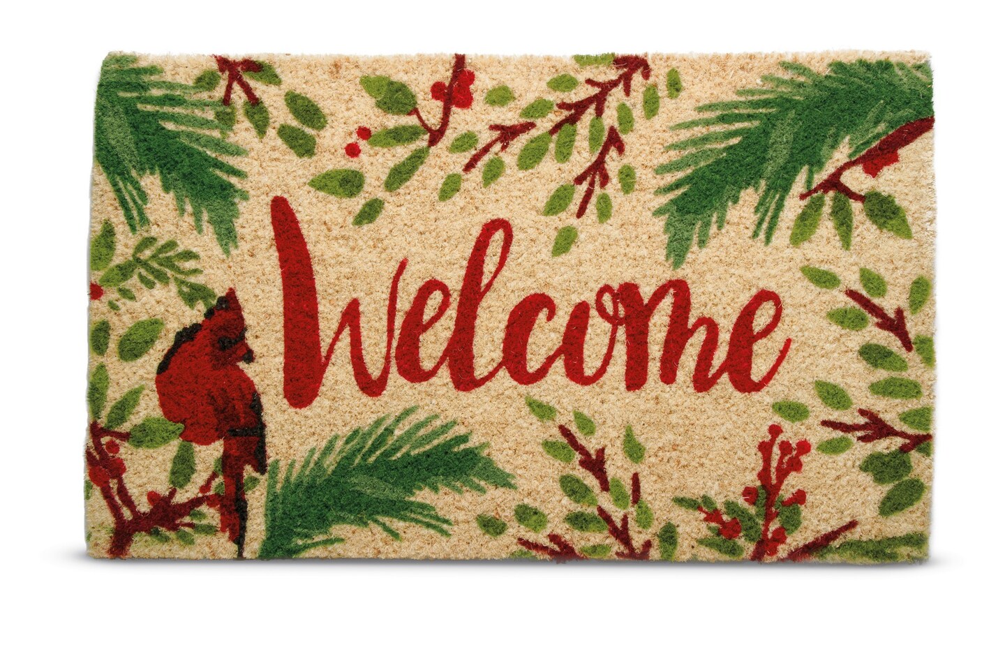 Winter Cardinals Coconut Fiber Mat