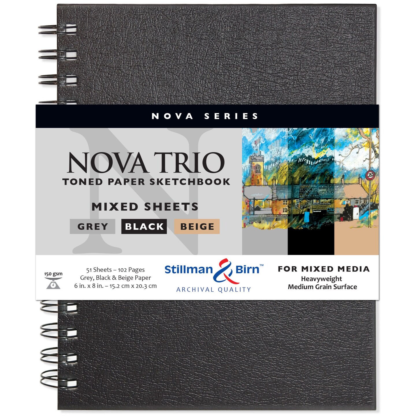 Stillman & Birn Nova Series Trio Wirebound Sketchbook, 6" x 8", 150 gsm