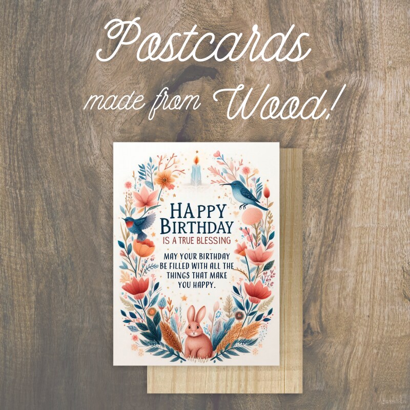 Birthday Blessing Wooden Postcard