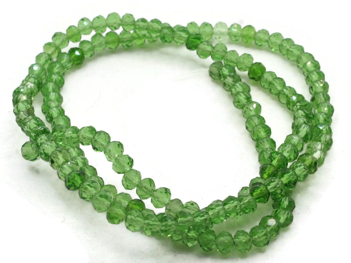 150 4mm x 3mm Mixed Green Glass Faceted Rondelle Beads