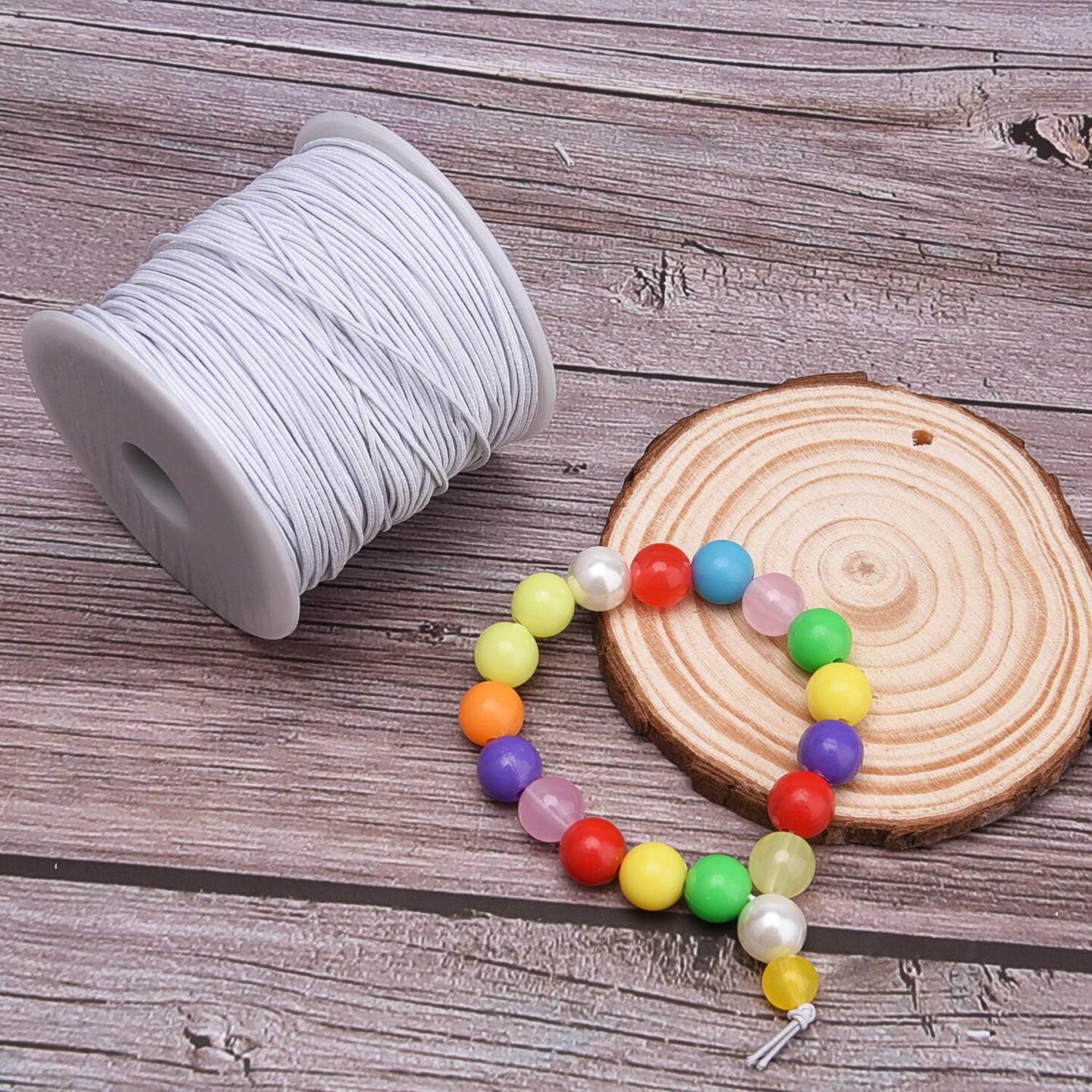 0.8 mm Elastic String Cord Thread Cords for Jewelry Making Bracelets Beading, 109 Yards, White