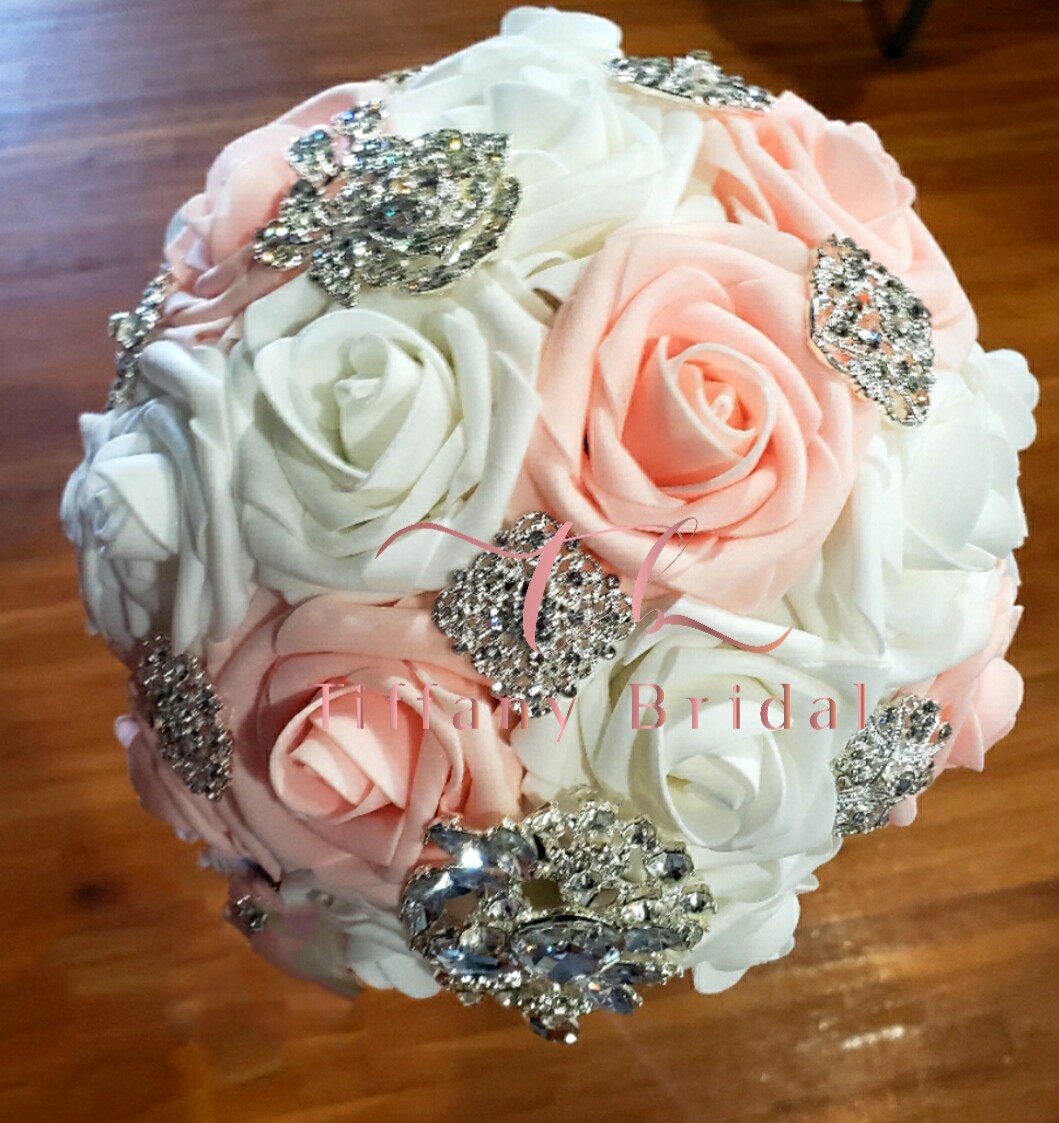 Pink and sold White Bouquet for Quinceanera or Wedding