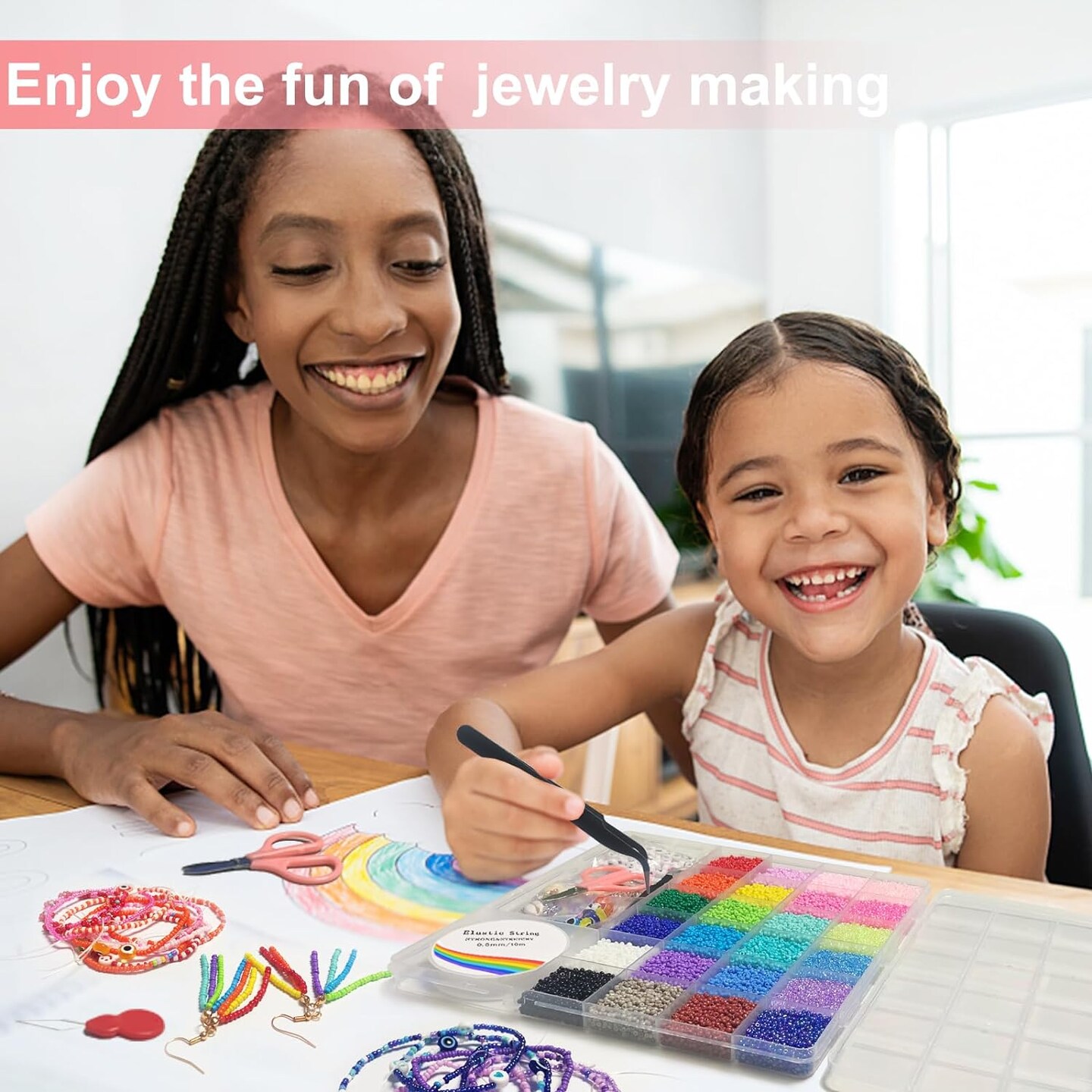 17000pcs 2mm Glass Seed Beads for Jewelry Making Kit, Small Beads Friendship Bracelets Making Kits, Tiny Waist Beads Kit with Letter Beads, DIY Art Craft Girls Gifts