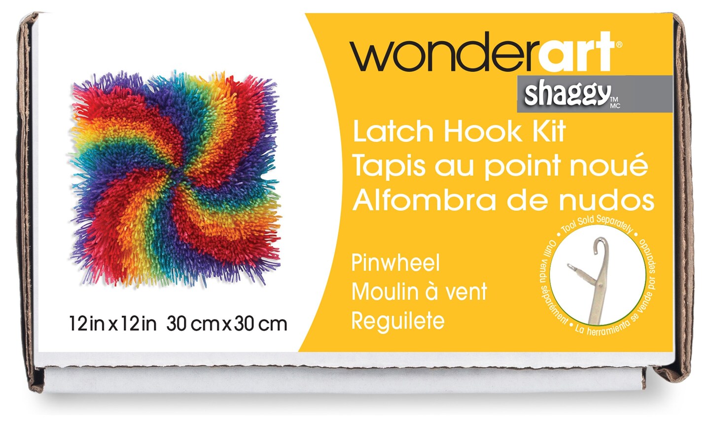 Wonderart Shaggy Latch Hook Kit 12"X12"Pinwheel Michaels