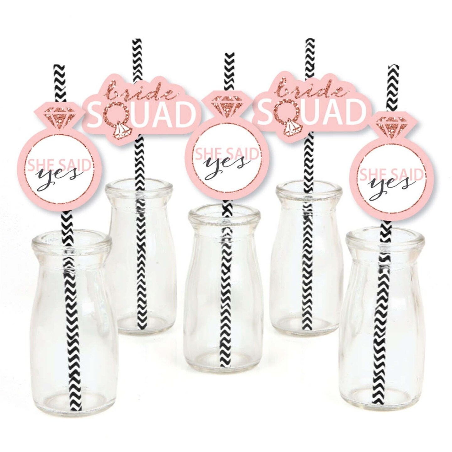 Big Dot Of Happiness Bride Squad Paper Straw Decor Rose Gold Bridal Shower Or Bachelorette 4302