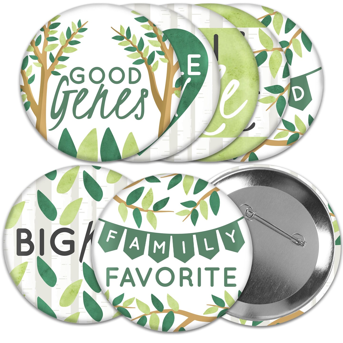 Big Dot of Happiness Family Tree Reunion - 3 inch Family Gathering Party Badge - Pinback Buttons - Set of 8
