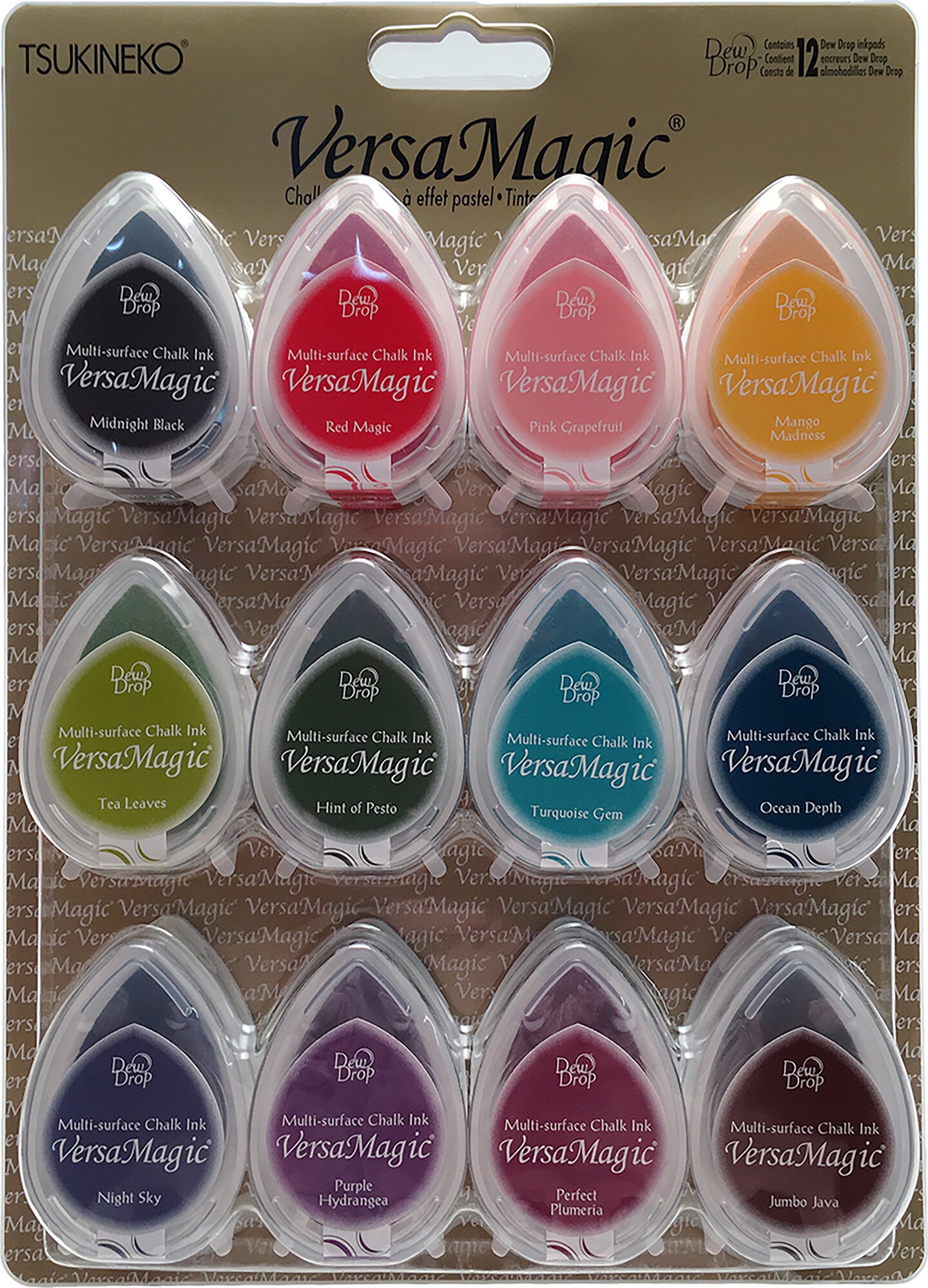 VersaMagic Dew Drop Multi-Surface Chalk Ink Pads 12/Pkg-Assorted