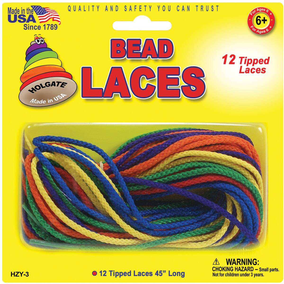 Pepperell Braiding Bead Laces 45&#x22; 12/Pkg-Assorted Colors