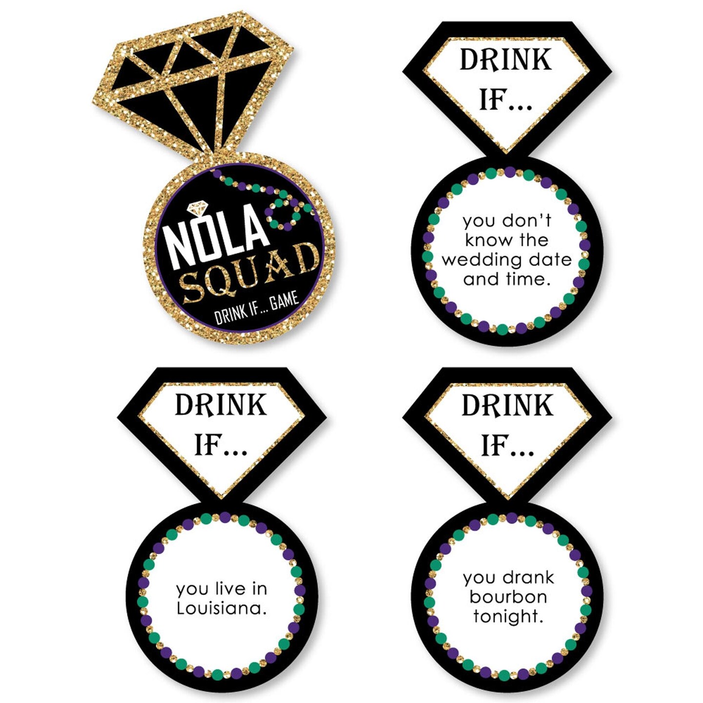 Big Dot of Happiness Drink If Game - Nola Bride Squad - New Orleans Bachelorette Party Game - 24 Count