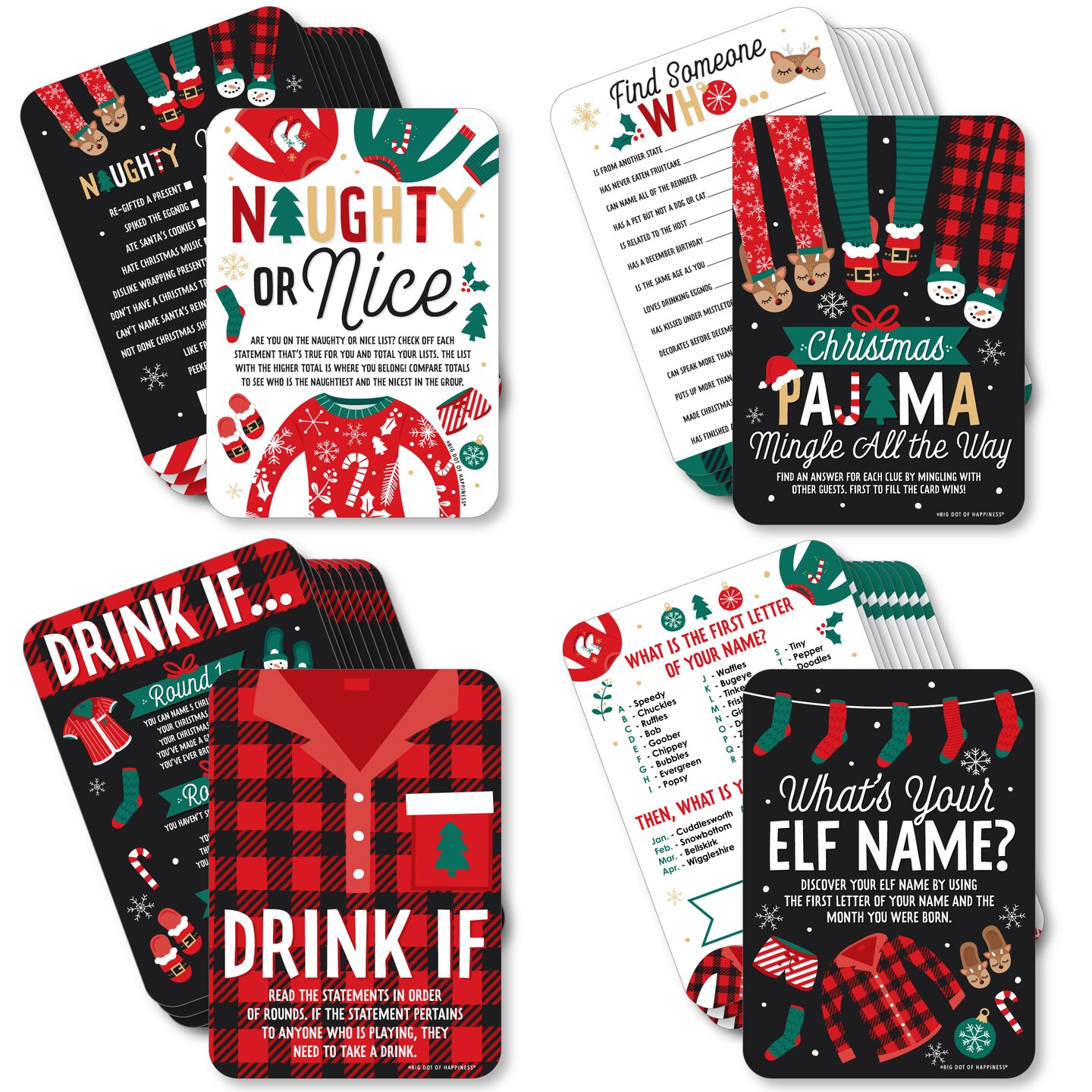 Big Dot of Happiness Christmas Pajamas - 4 Holiday Plaid PJ Party Games -  10 Cards Each - Gamerific Bundle | Michaels