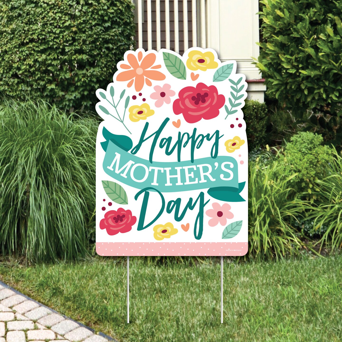 Big Dot of Happiness Colorful Floral Happy Mother&#x27;s Day - Party Decorations - We Love Mom Party Welcome Yard Sign