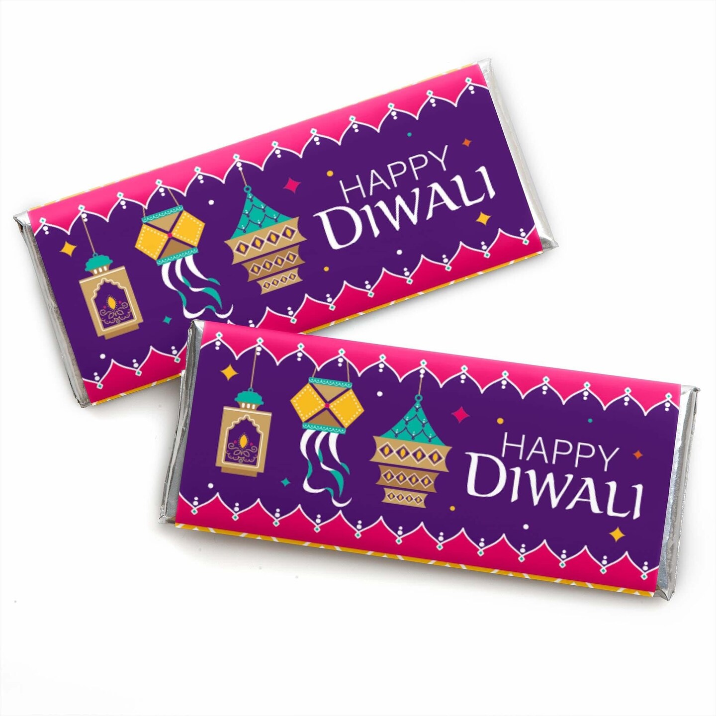 Big Dot of Happiness Happy Diwali - Candy Bar Wrapper Festival of Lights Party Favors - Set of 24