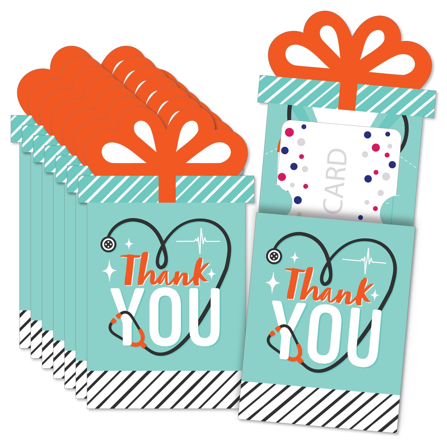 Big Dot of Happiness Thank You Doctors - Doctor Appreciation Week Money and Gift Card Sleeves - Nifty Gifty Card Holders - Set of 8