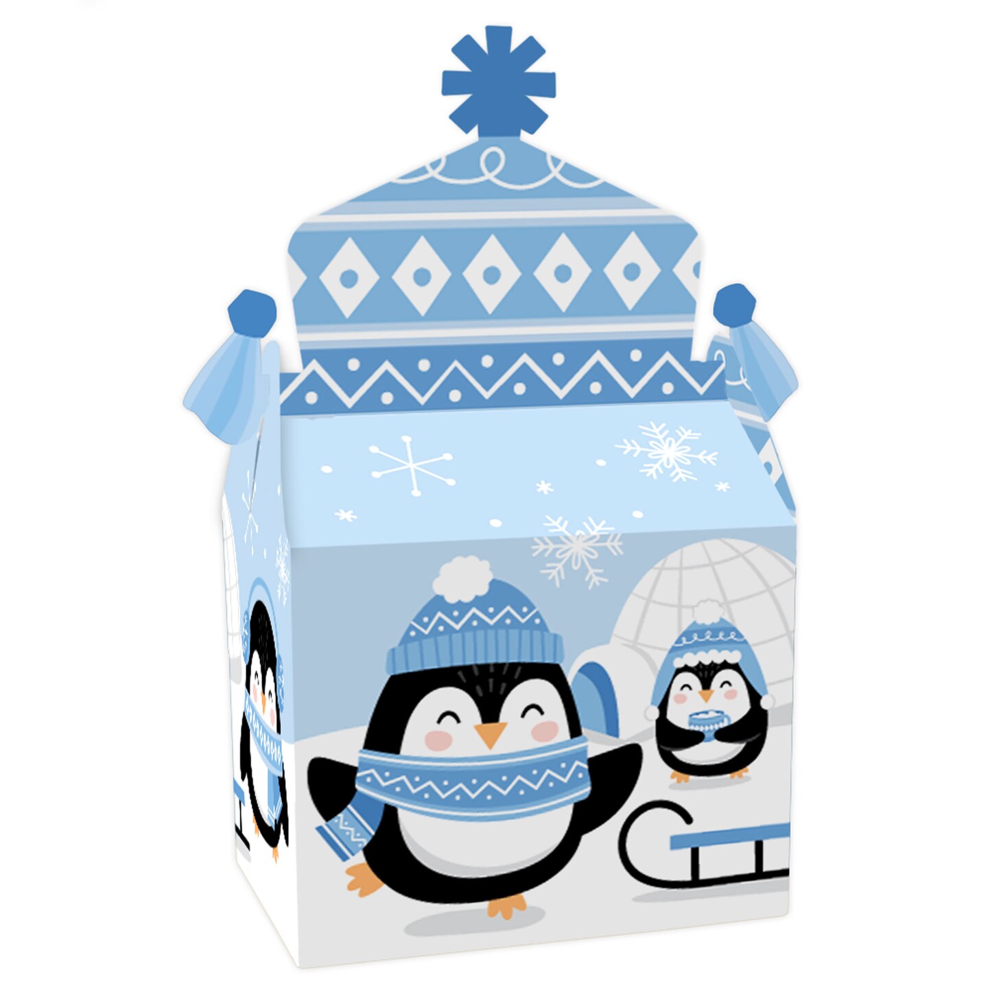 Big Dot of Happiness Winter Penguins - Treat Box Party Favors - Holiday and Christmas Party Goodie Gable Boxes - Set of 12