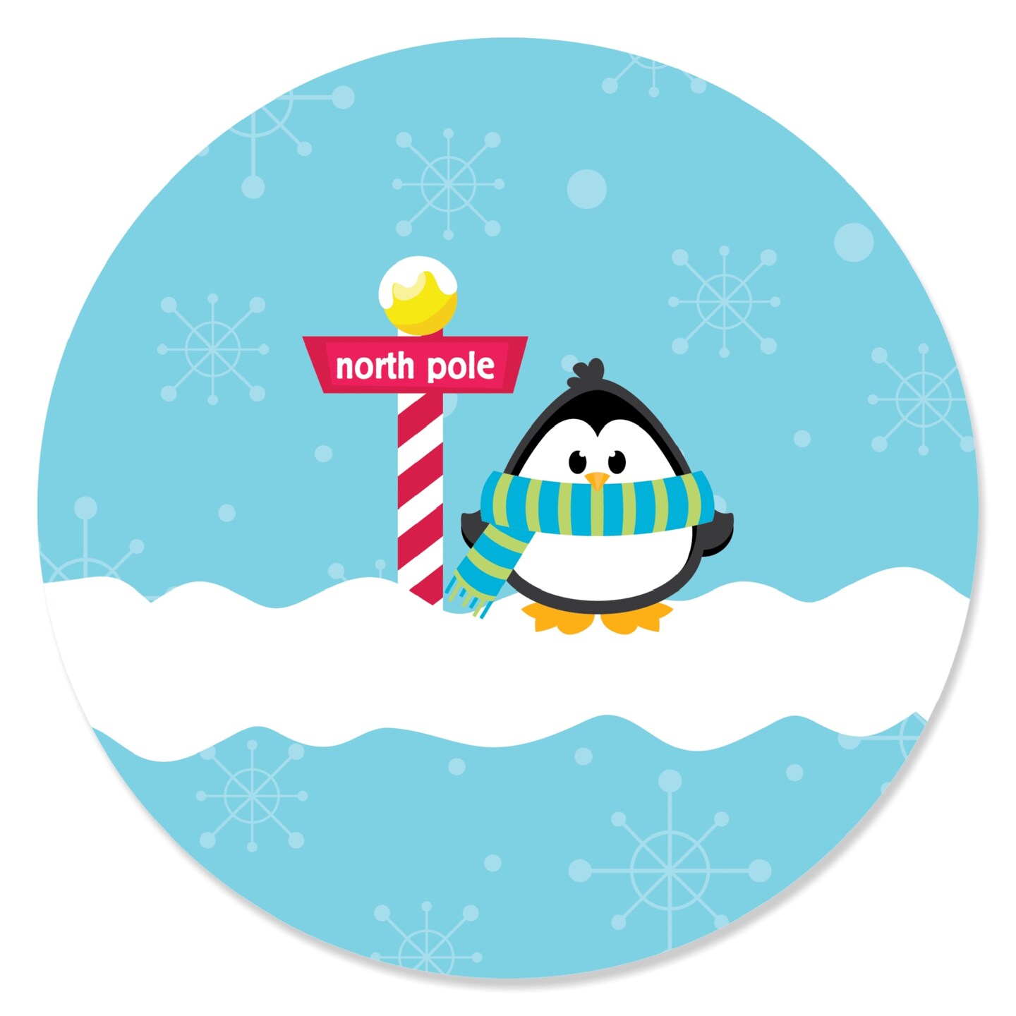 Big Dot of Happiness Holly Jolly Penguin - Holiday and Christmas Circle Sticker Labels - 24 Count