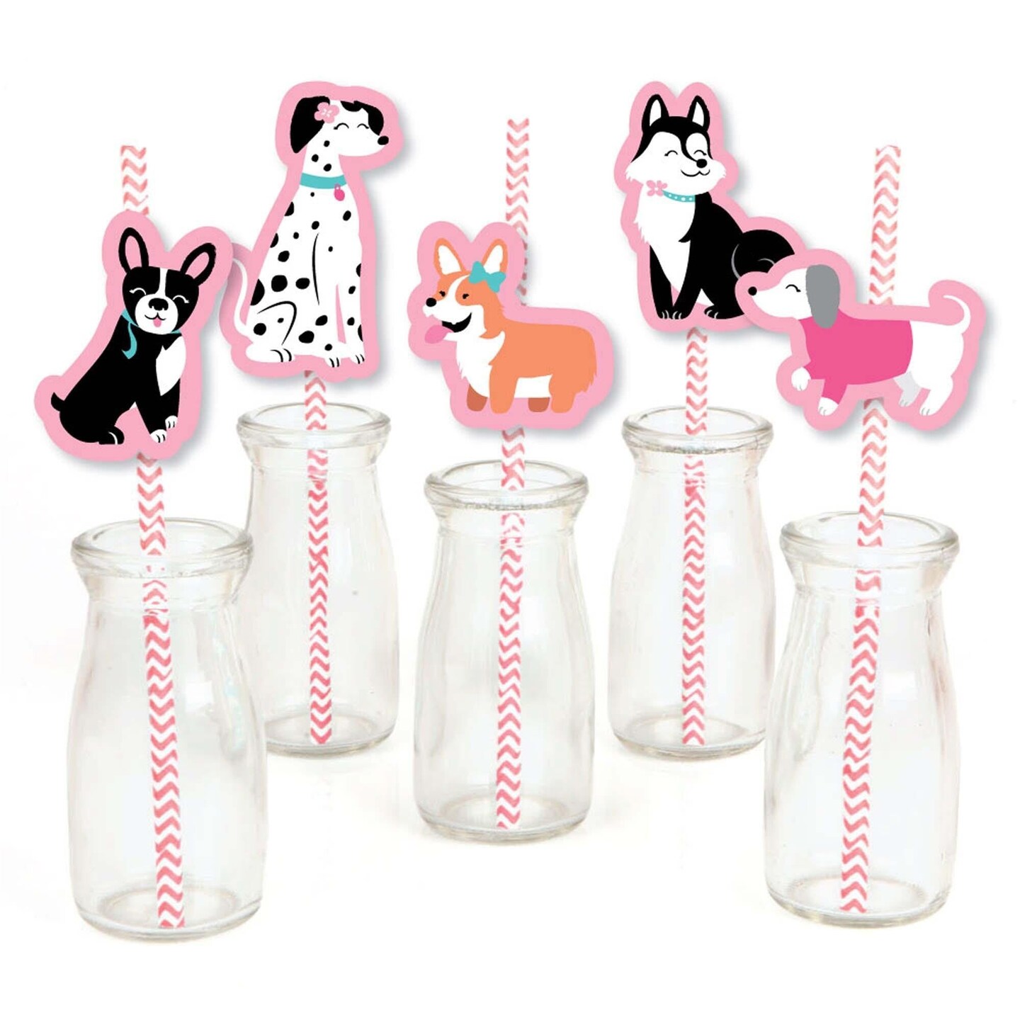 Puppy Paw Print Paper Straws, Party Supplies