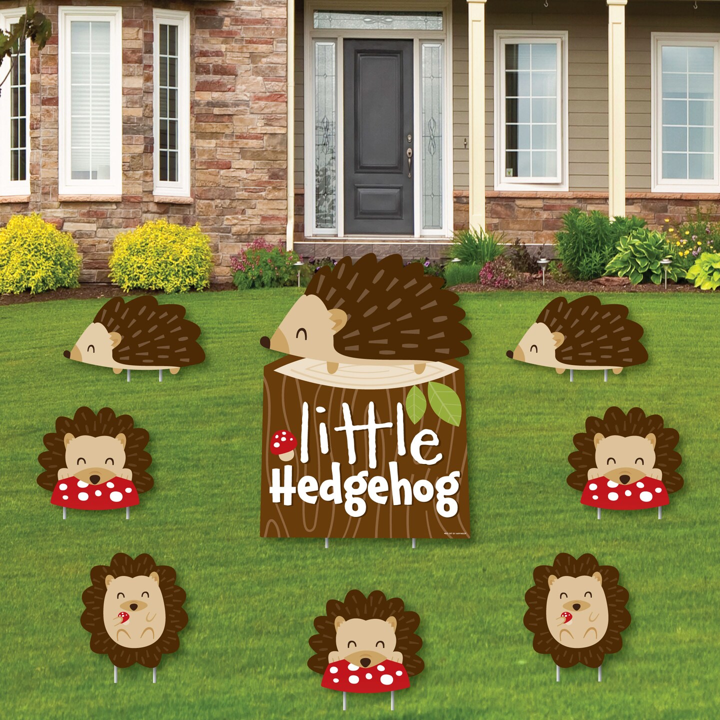 Big Dot of Happiness Forest Hedgehogs Yard Sign and Outdoor Lawn