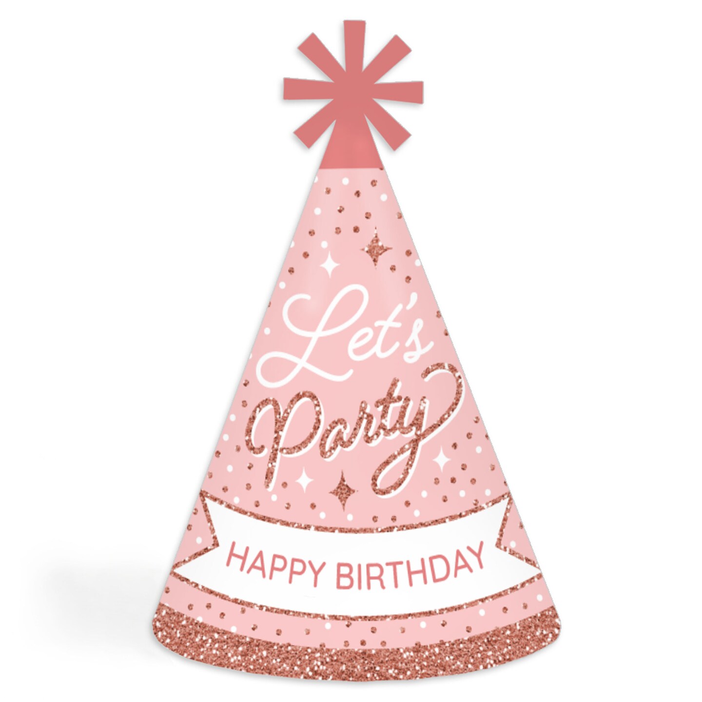 Big Dot of Happiness Pink Rose Gold Birthday - Cone Happy Birthday ...