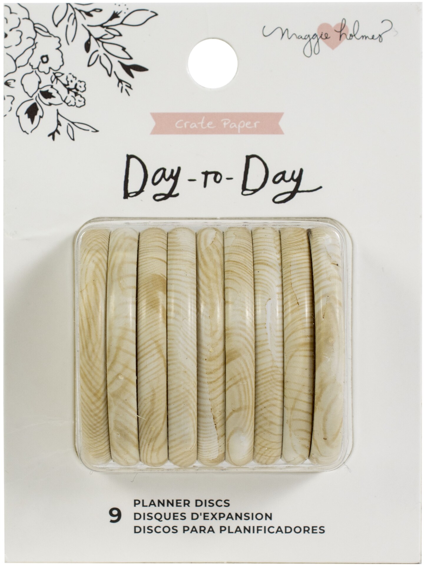 Maggie Holmes Day-To-Day Planner Discs 1.75" 9/Pkg-Wood