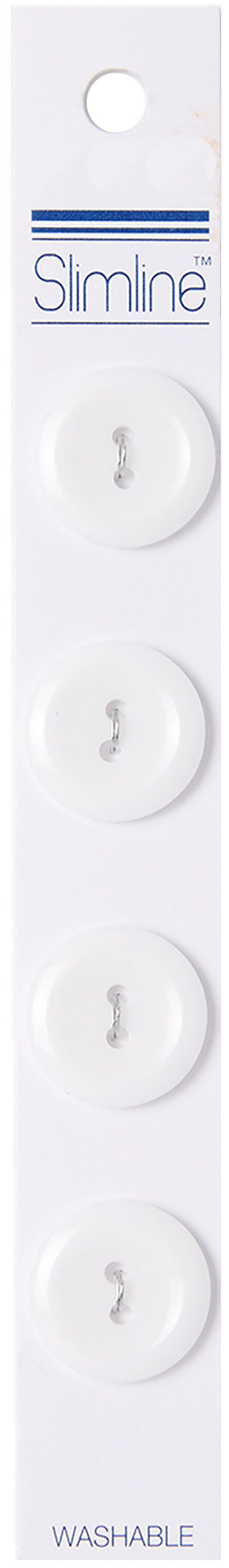 Slimline Buttons Series 1-White 2-Hole 3/4&#x22; 4/Pkg