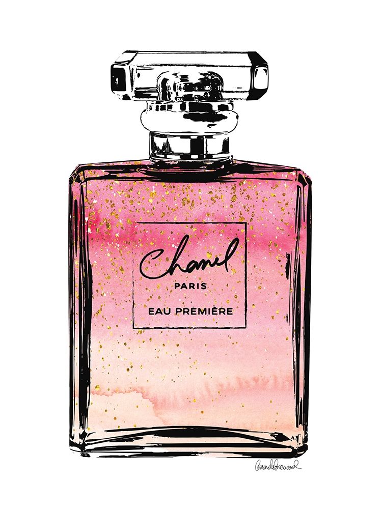 Perfume in Pink Ombre Glitter Poster Print by Amanda Greenwood # AGD115475