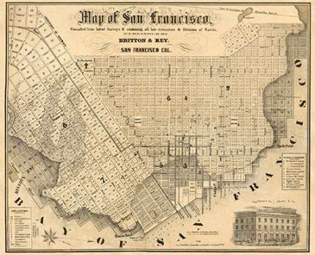 Map of San Francisco, 1852 Poster Print by Britton and Rey - Item # VARPDX294966