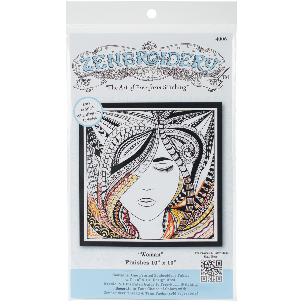 Design Works/Zenbroidery Stamped Embroidery Kit 10&#x22;X10&#x22;-Woman