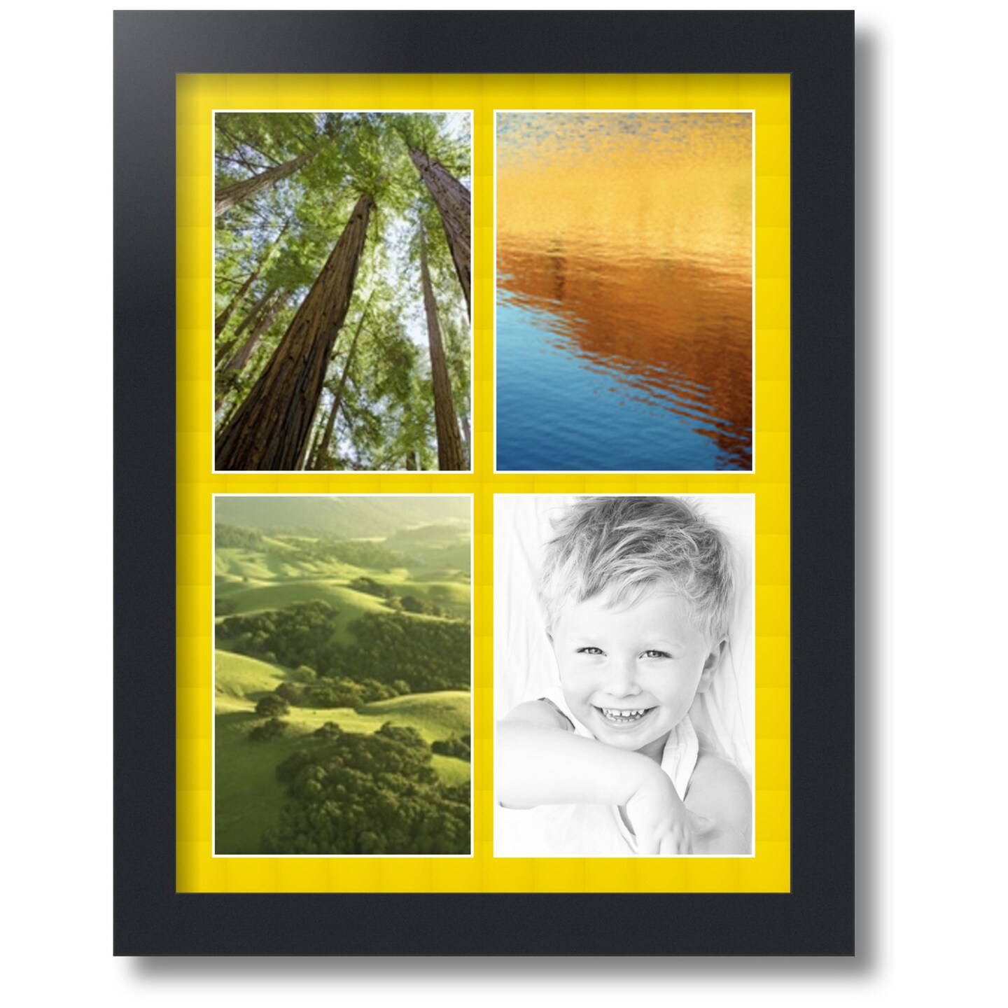 ArtToFrames Collage Photo Picture Frame with 4 - 5x7 inch Openings, Framed in Black with Over 62 Mat Color Options and Regular Glass (CSM-3926-2153)