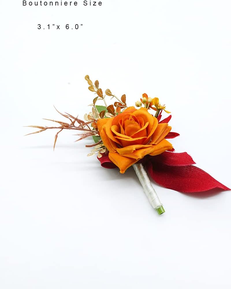 Set of 6 Artificial Flowers for Groom & Groomsmen Boutonniere Set