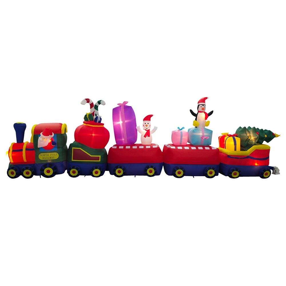21' Air Blown Inflatable Santa Christmas Train w/ Penguin, Snowman, Presents GTC00052-21